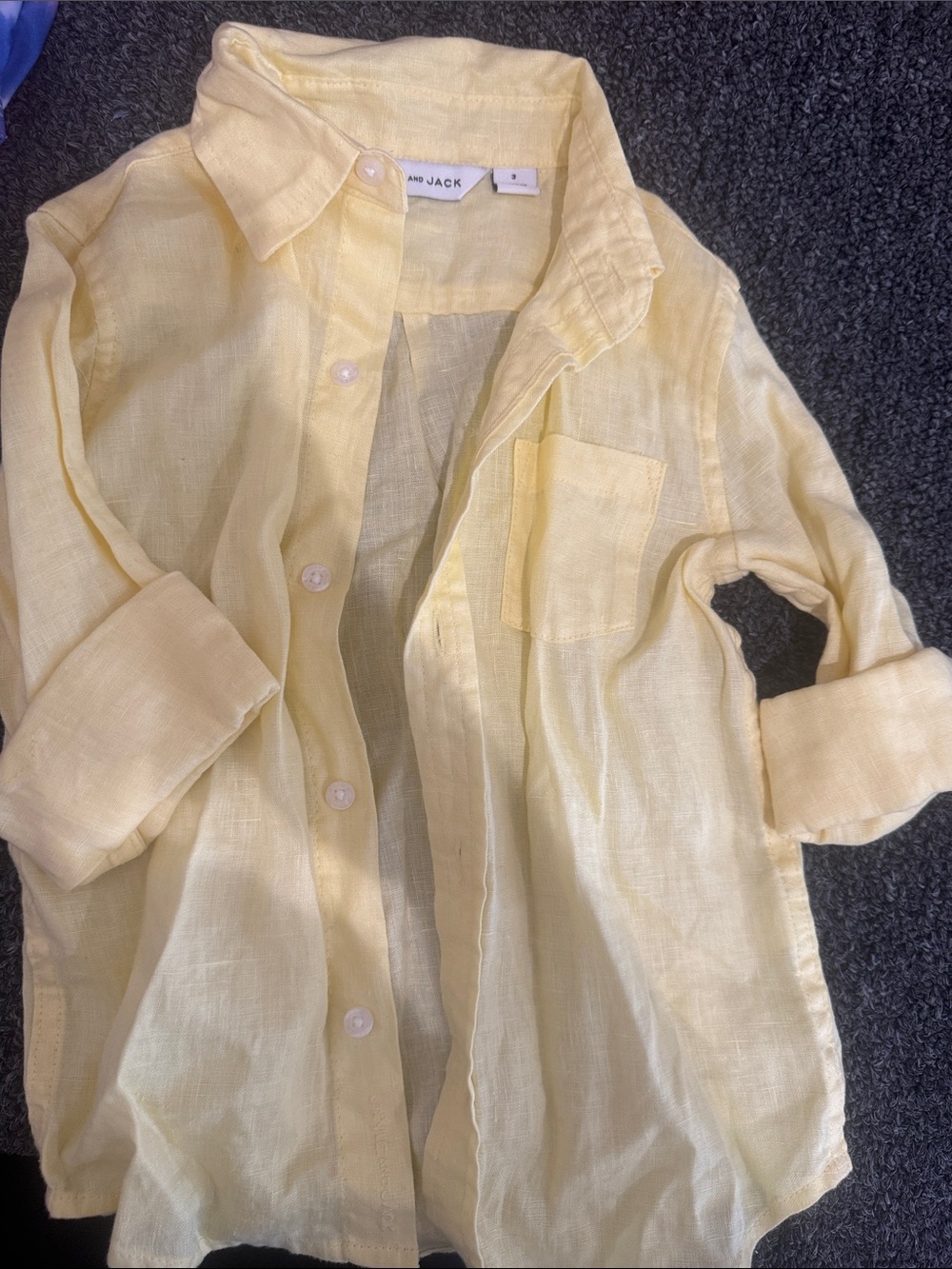 Janie and Jack Pale Yellow Linen Button-Down Shirt for Kids